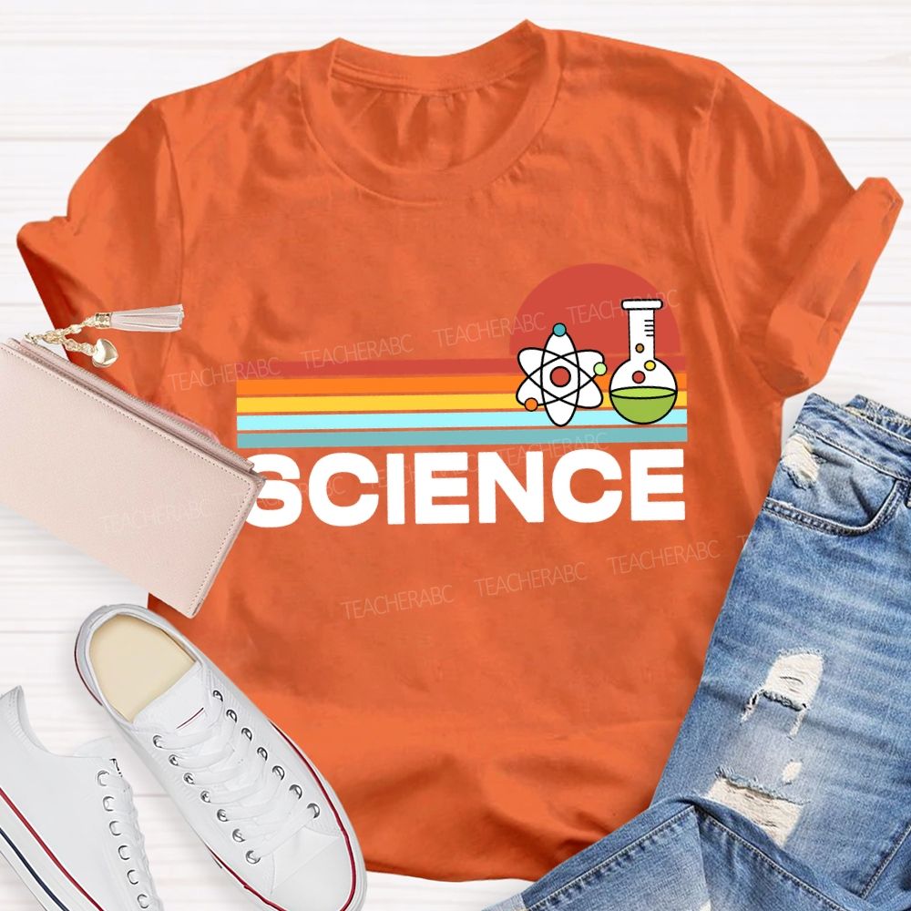 Science Teacher Colorful Line Prints T-shirt