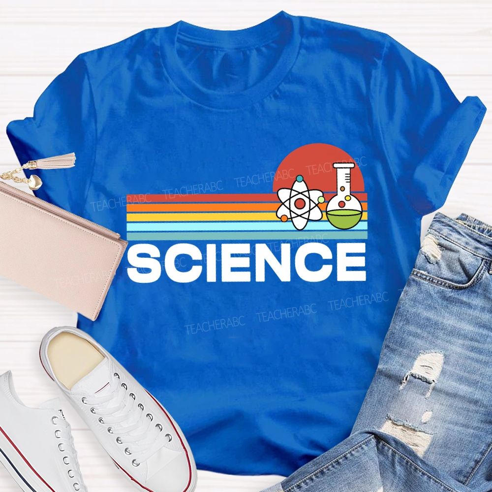 Science Teacher Colorful Line Prints T-shirt