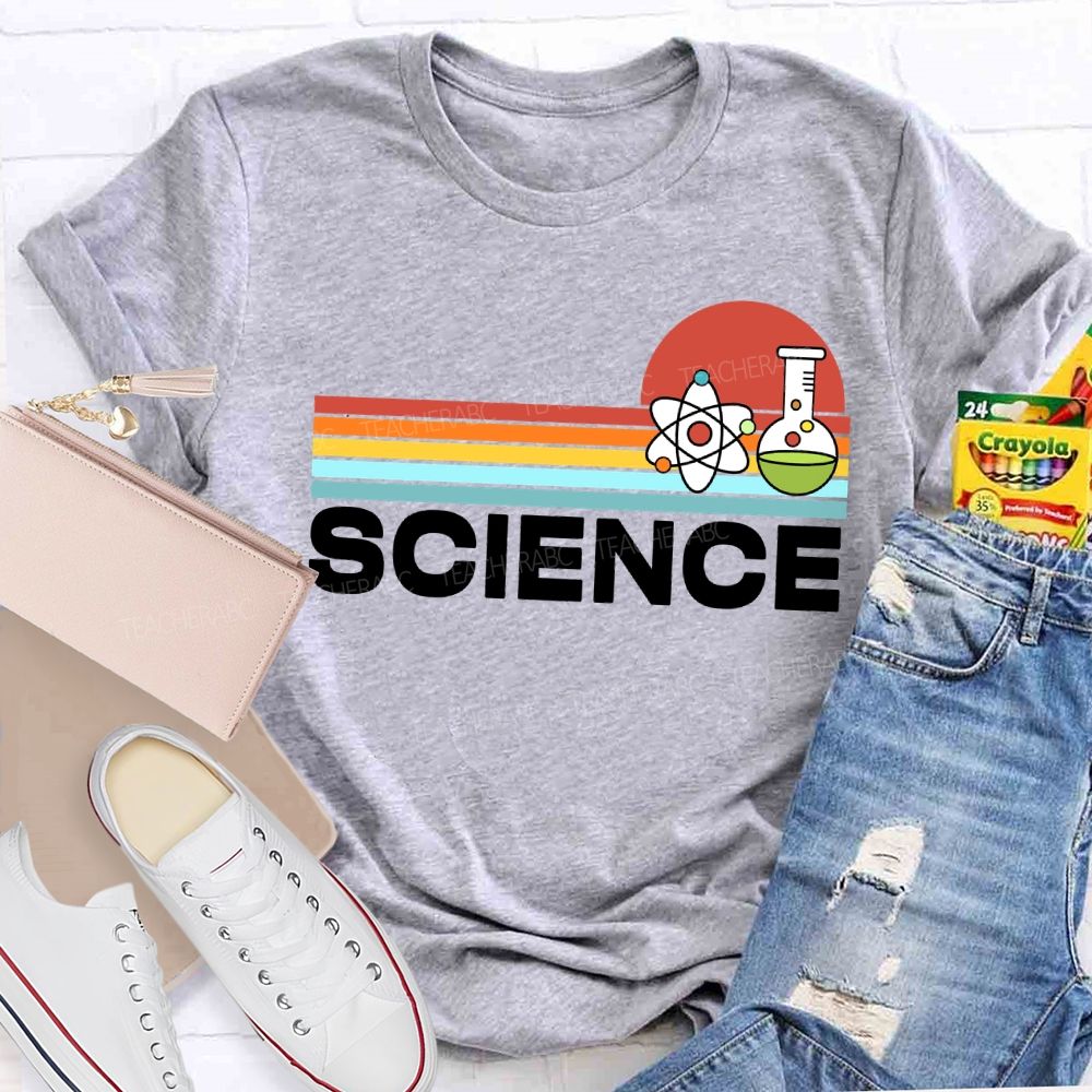 Science Teacher Colorful Line Prints T-shirt