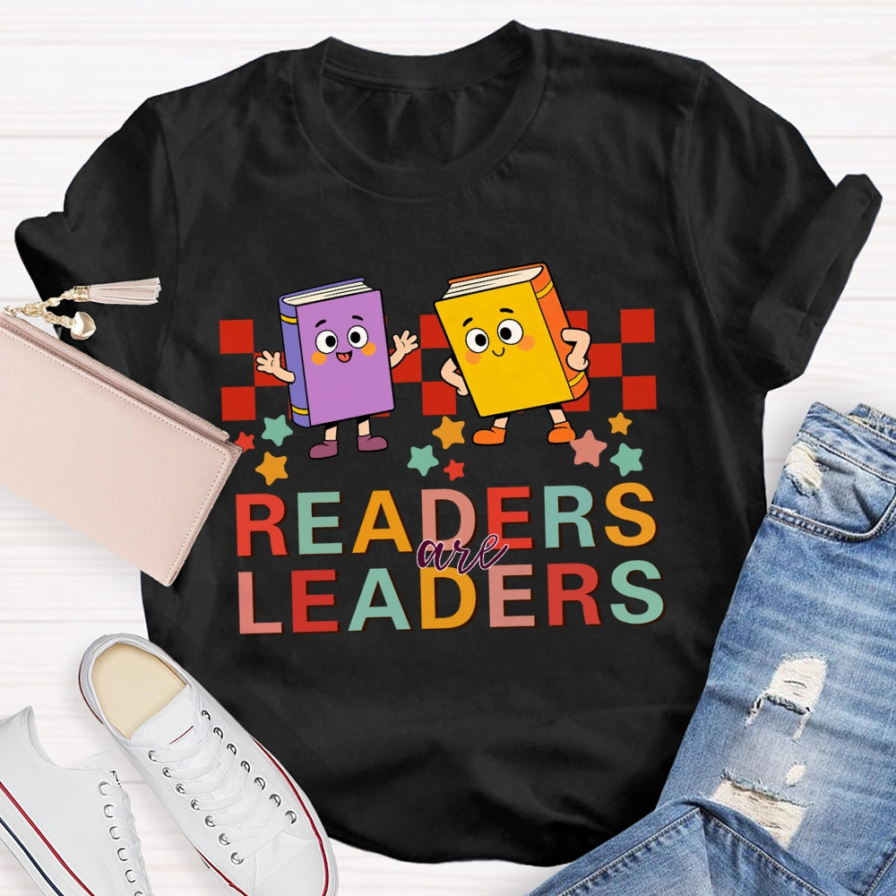 Readers Are Leaders Colored Books And Stars T-shirt