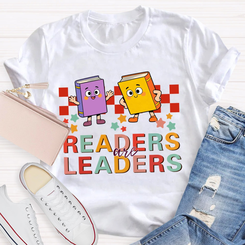 Readers Are Leaders Colored Books And Stars T-shirt