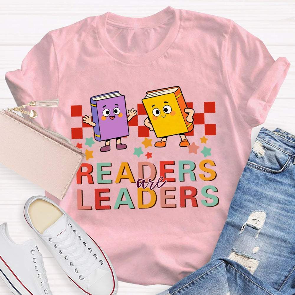 Readers Are Leaders Colored Books And Stars T-shirt