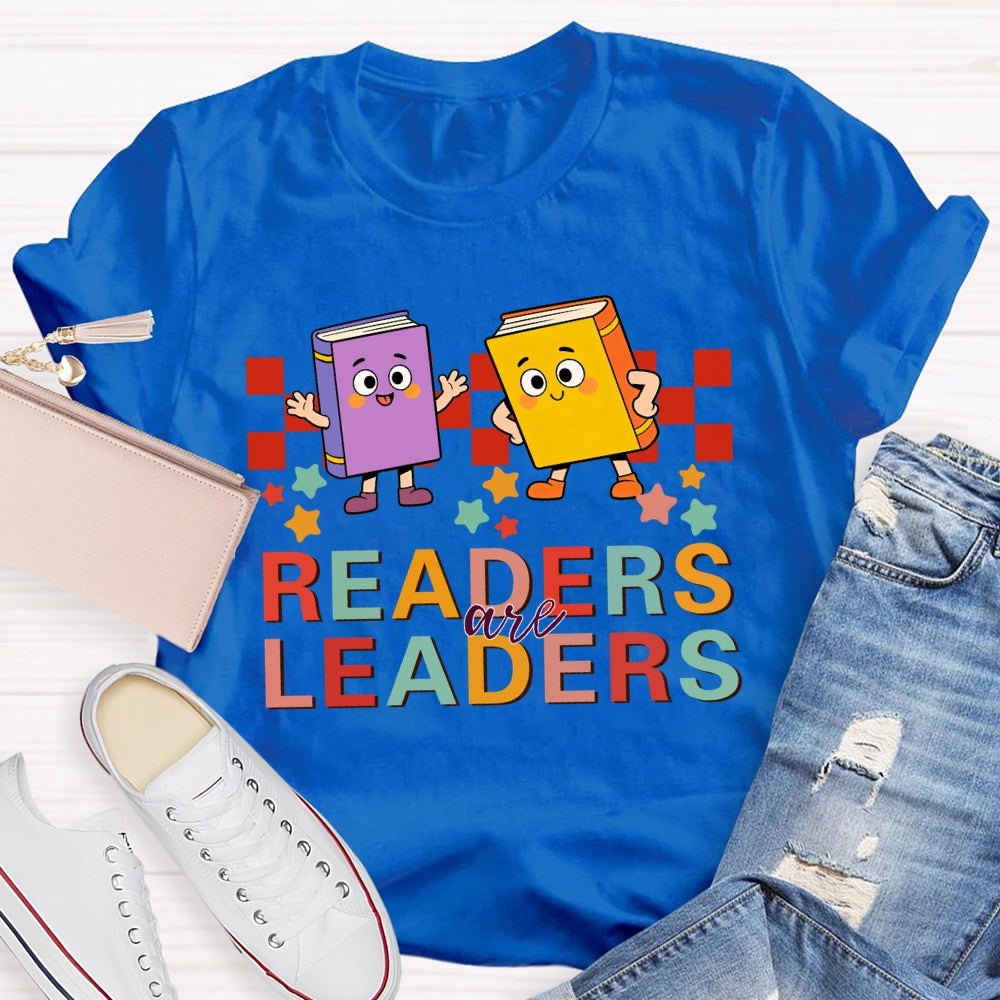 Readers Are Leaders Colored Books And Stars T-shirt