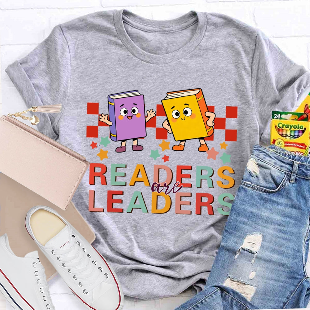 Readers Are Leaders Colored Books And Stars T-shirt