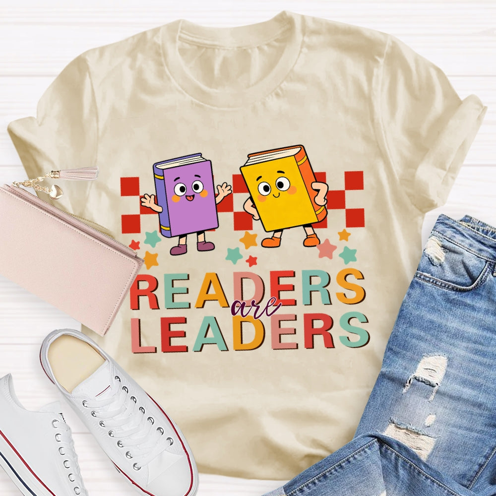 Readers Are Leaders Colored Books And Stars T-shirt
