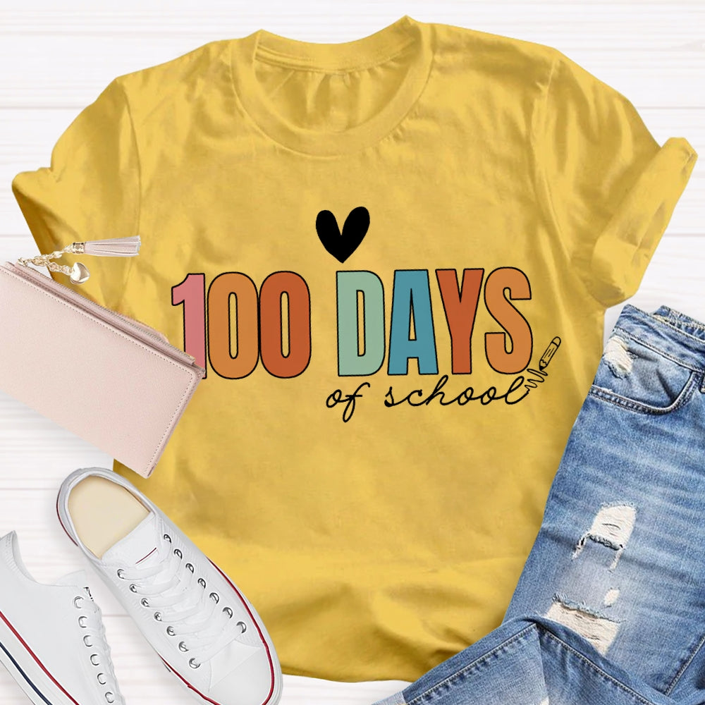 100 Days Of School Colored Fonts T-shirt