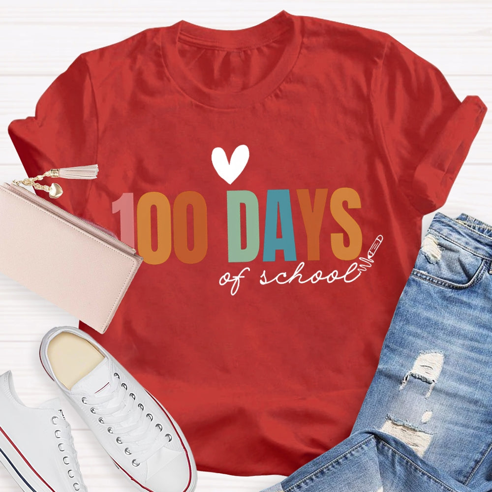 100 Days Of School Colored Fonts T-shirt