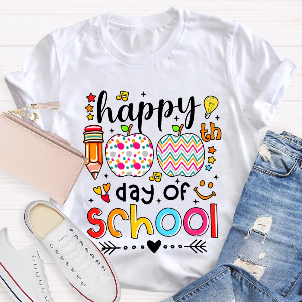 Happy 100 Days Of School Colorful Polka Dot Apples T-shirt