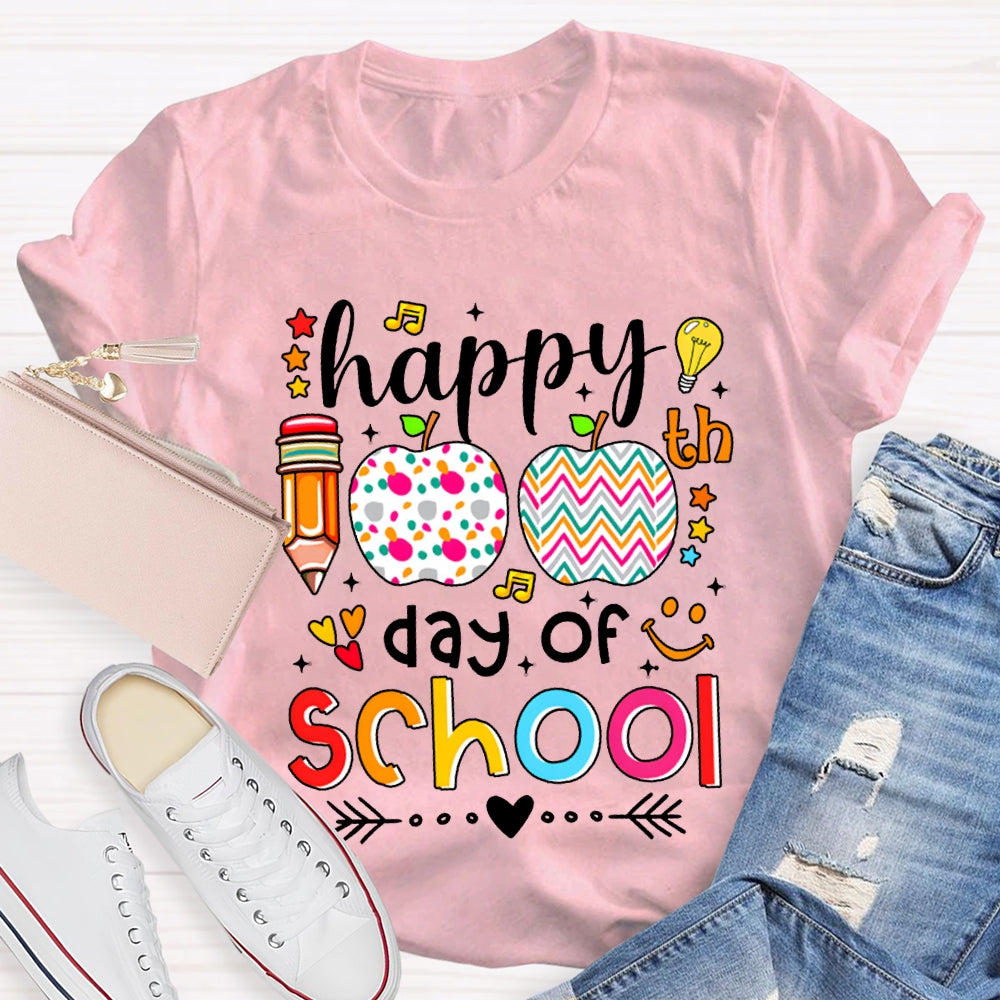 Happy 100 Days Of School Colorful Polka Dot Apples T-shirt