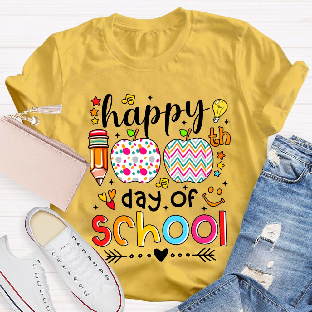 Happy 100 Days Of School Colorful Polka Dot Apples T-shirt