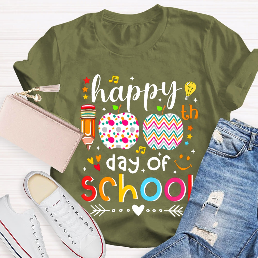 Happy 100 Days Of School Colorful Polka Dot Apples T-shirt