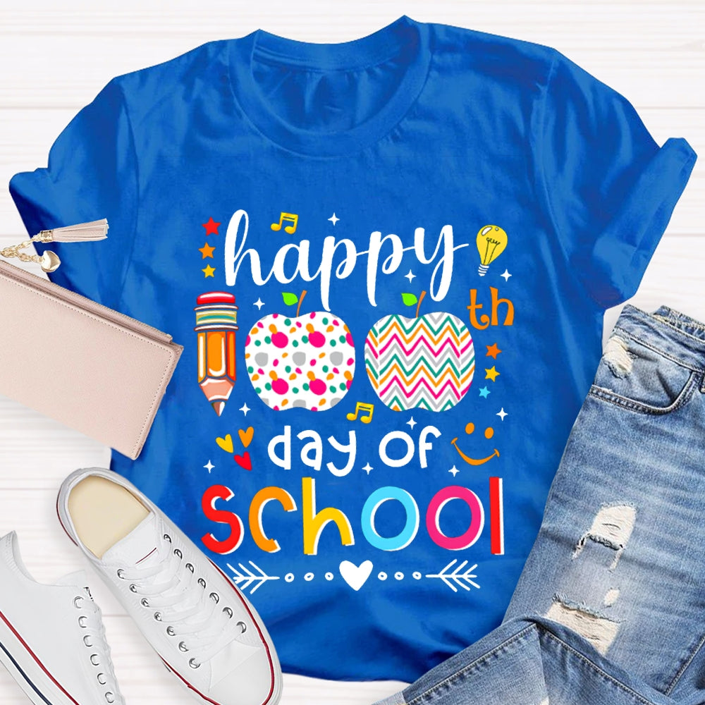 Happy 100 Days Of School Colorful Polka Dot Apples T-shirt