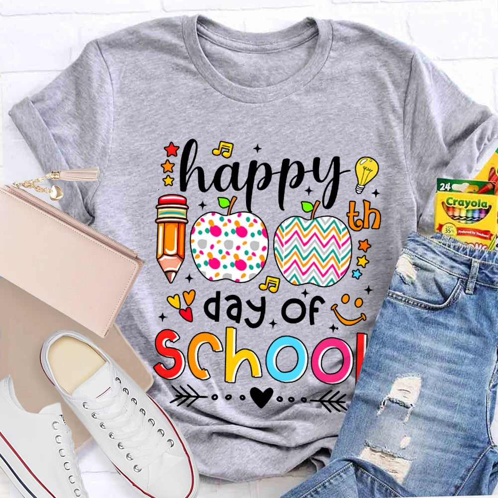 Happy 100 Days Of School Colorful Polka Dot Apples T-shirt