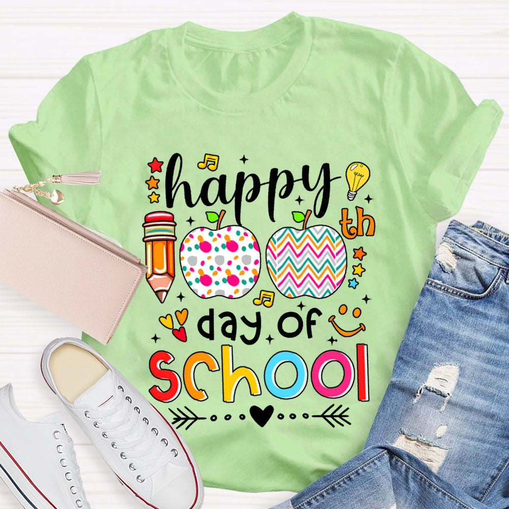 Happy 100 Days Of School Colorful Polka Dot Apples T-shirt