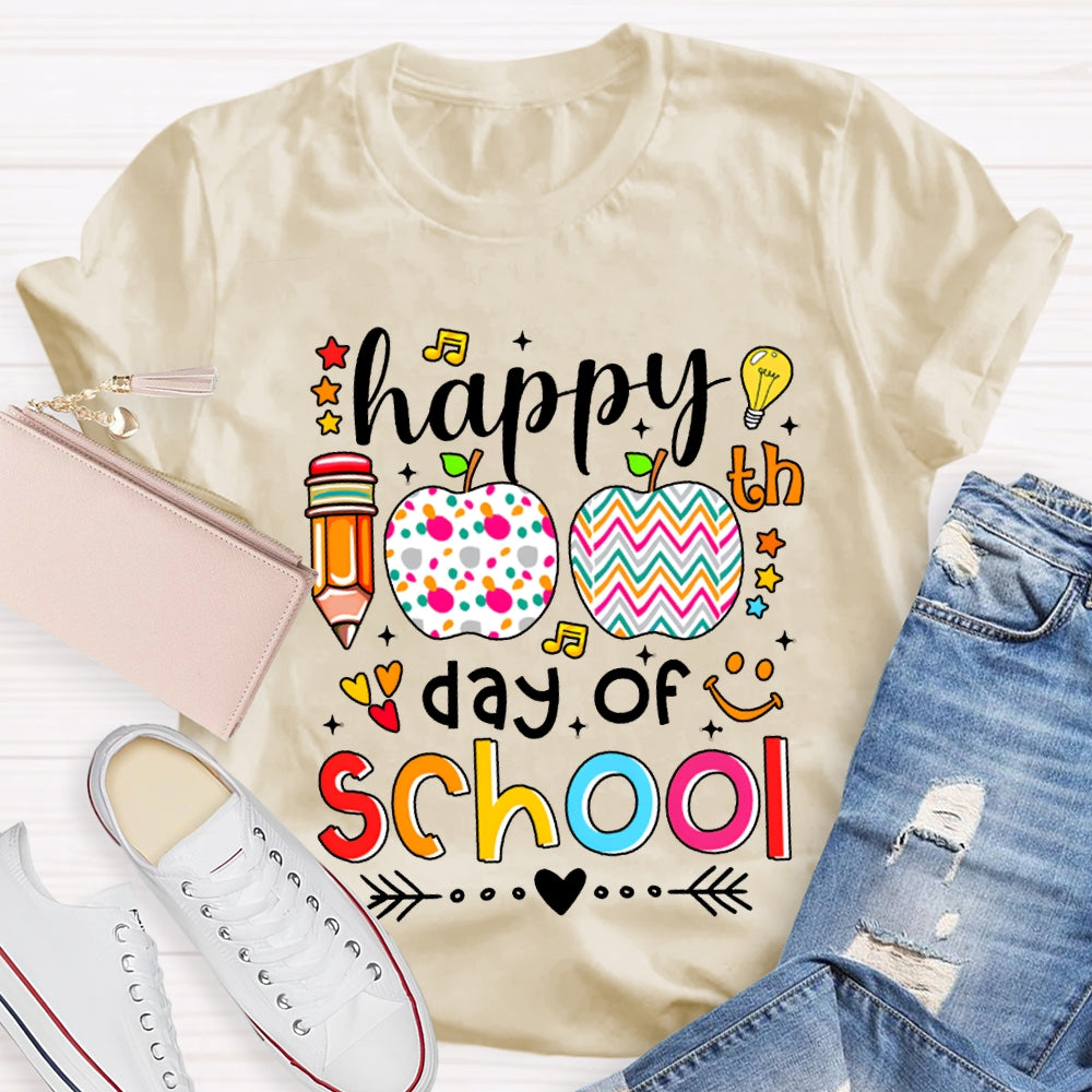 Happy 100 Days Of School Colorful Polka Dot Apples T-shirt