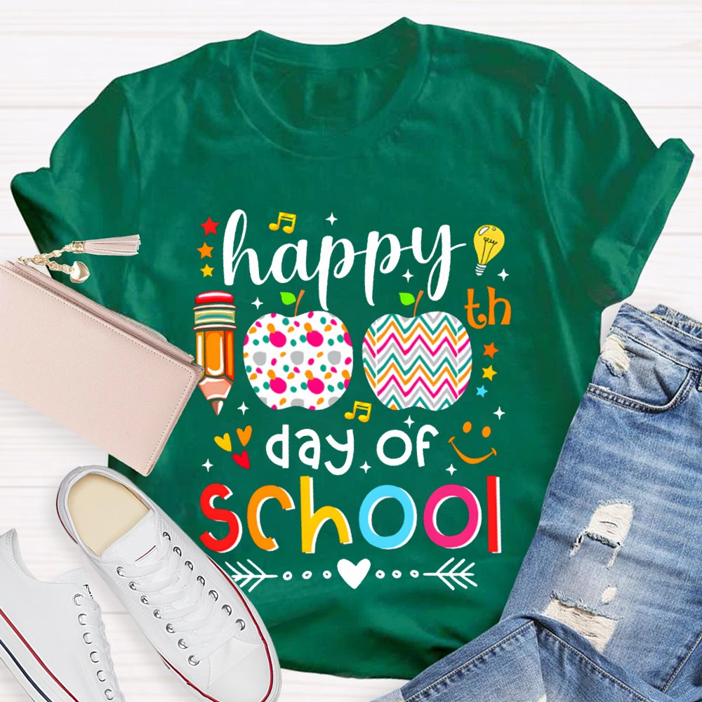 Happy 100 Days Of School Colorful Polka Dot Apples T-shirt