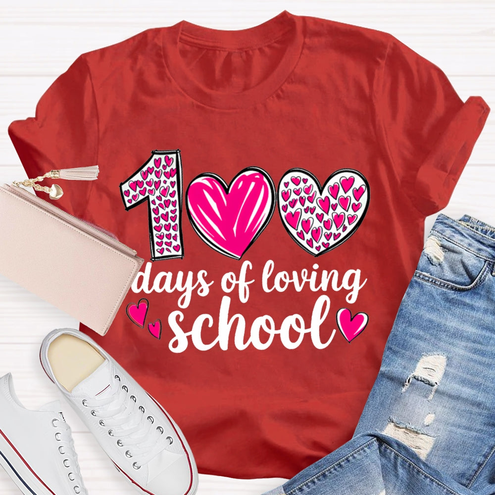 100 Days Of Loving School Heart Print T-shirt