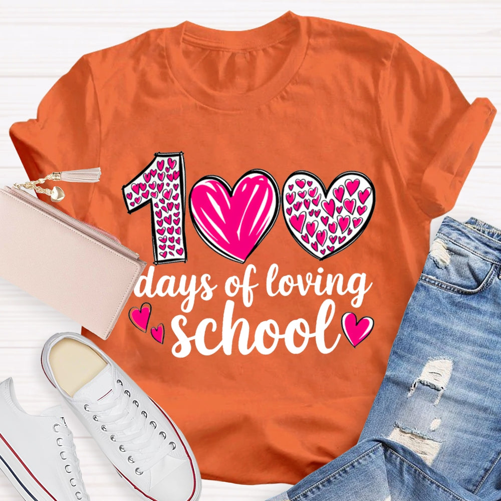 100 Days Of Loving School Heart Print T-shirt