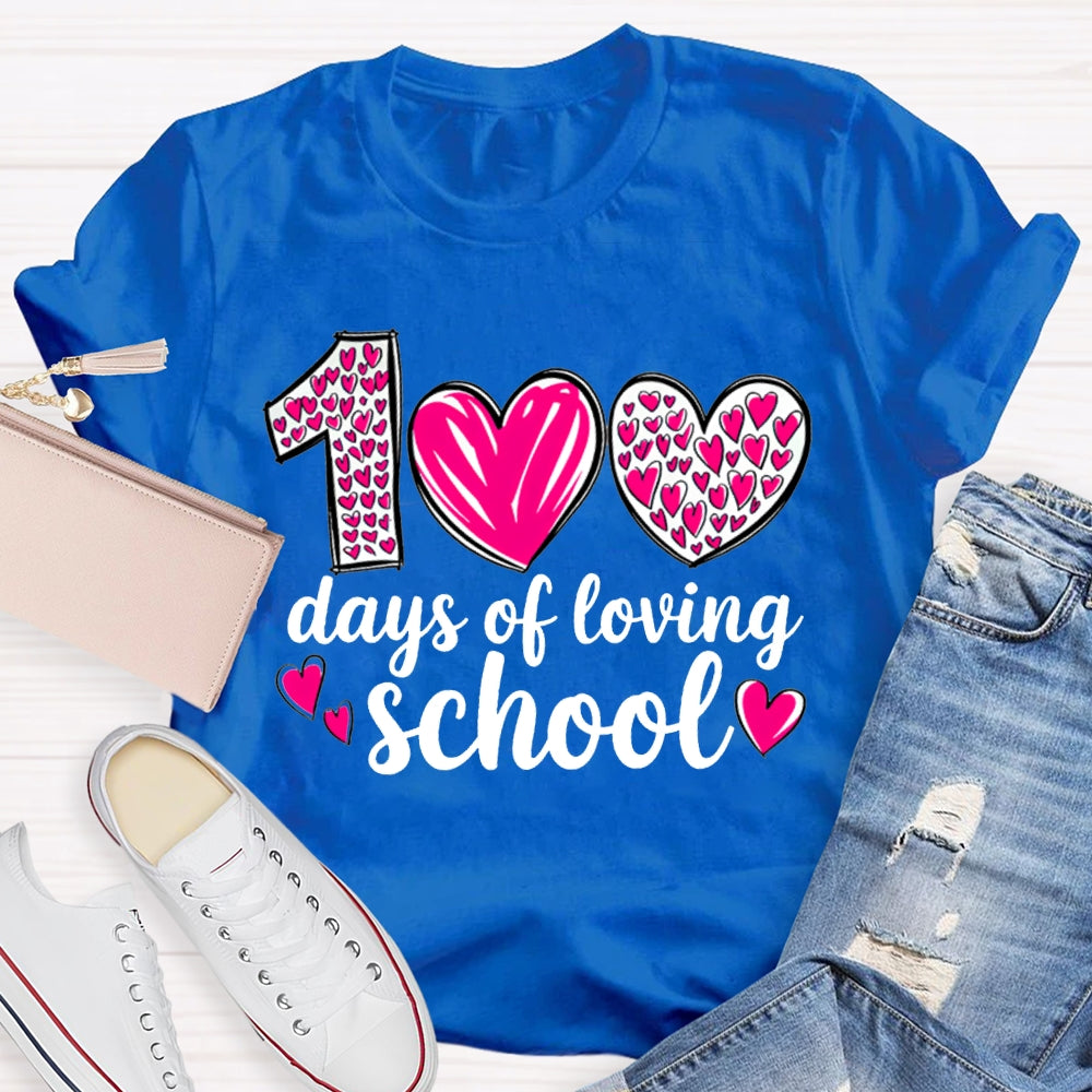 100 Days Of Loving School Heart Print T-shirt