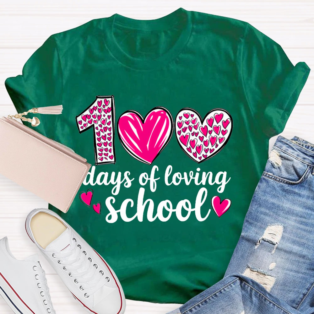 100 Days Of Loving School Heart Print T-shirt