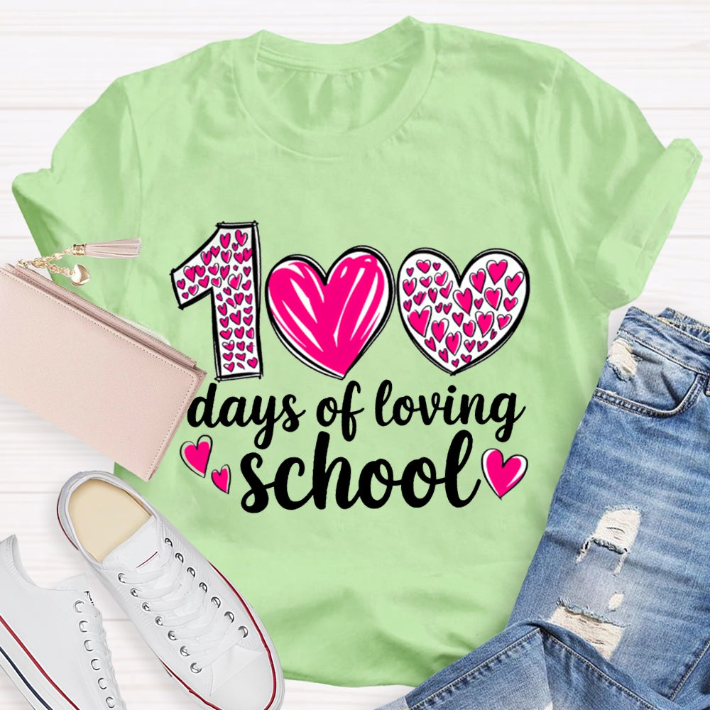 100 Days Of Loving School Heart Print T-shirt