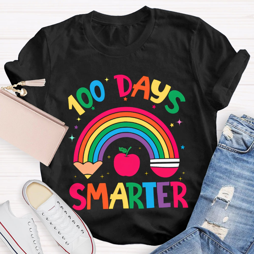 100 Days Smarter Rainbow Pencils And Apples T-shirt