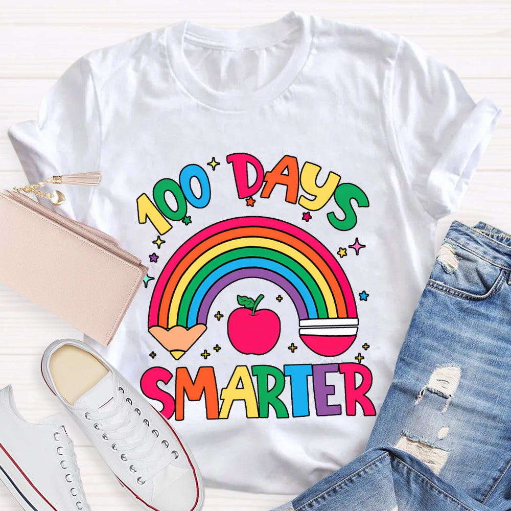 100 Days Smarter Rainbow Pencils And Apples T-shirt