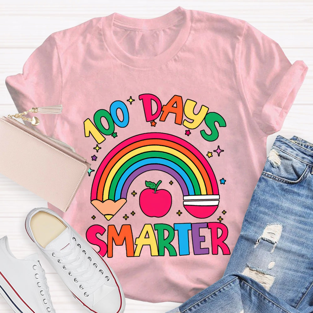 100 Days Smarter Rainbow Pencils And Apples T-shirt