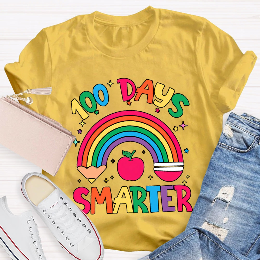 100 Days Smarter Rainbow Pencils And Apples T-shirt