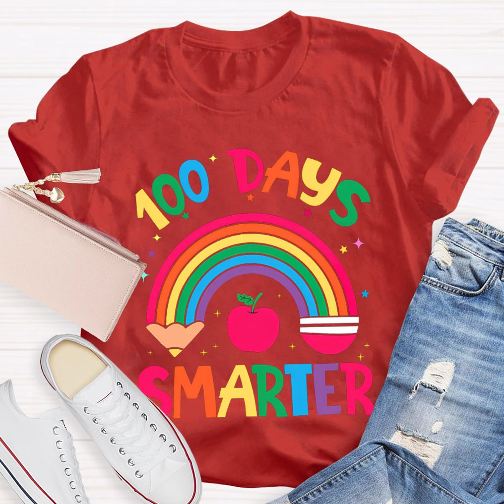 100 Days Smarter Rainbow Pencils And Apples T-shirt