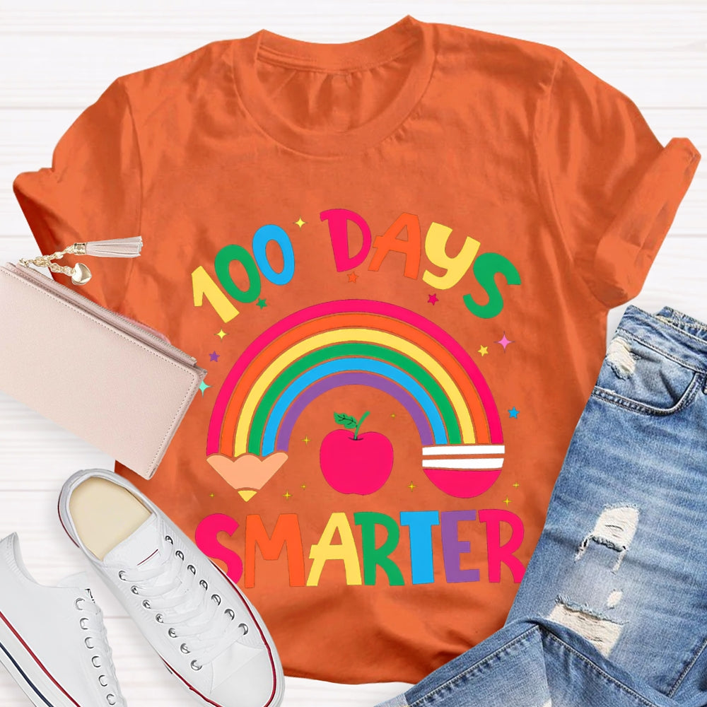 100 Days Smarter Rainbow Pencils And Apples T-shirt