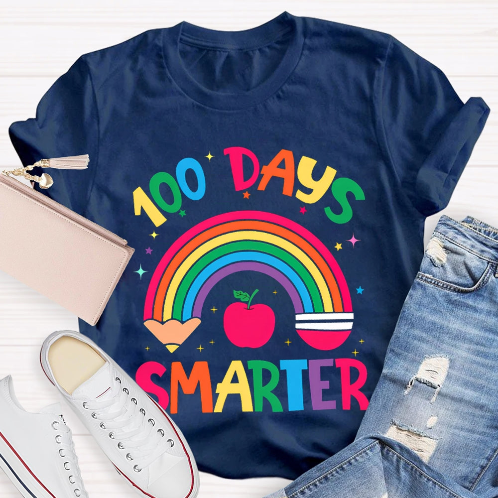 100 Days Smarter Rainbow Pencils And Apples T-shirt