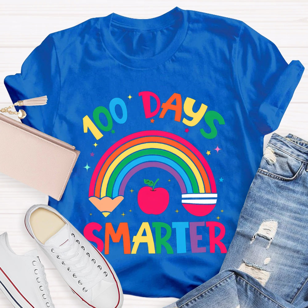100 Days Smarter Rainbow Pencils And Apples T-shirt