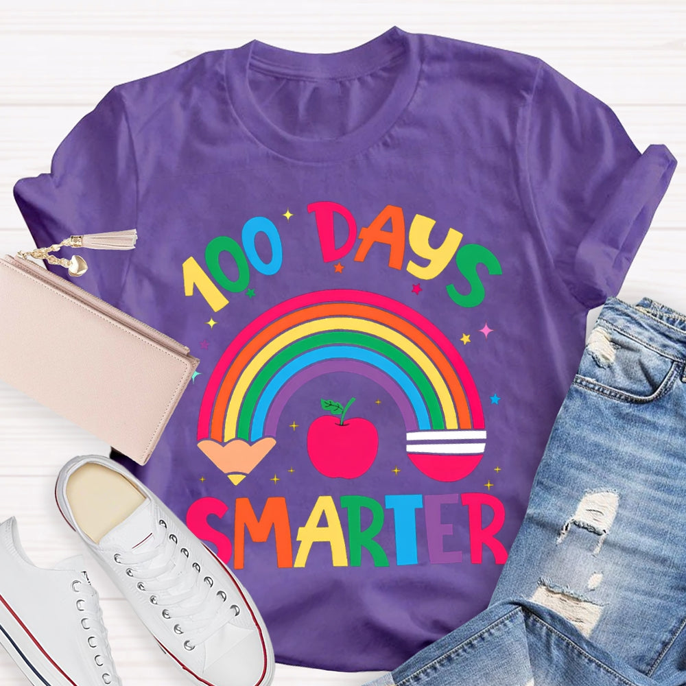 100 Days Smarter Rainbow Pencils And Apples T-shirt