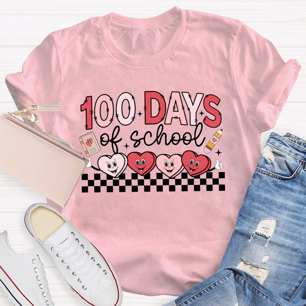 100 Days Of School Heart Valentine'S Day T-shirt