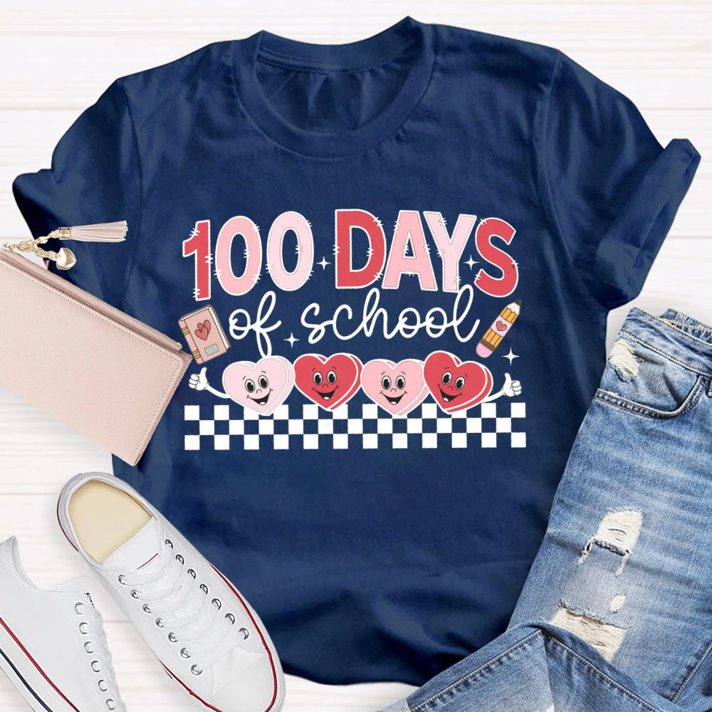 100 Days Of School Heart Valentine'S Day T-shirt