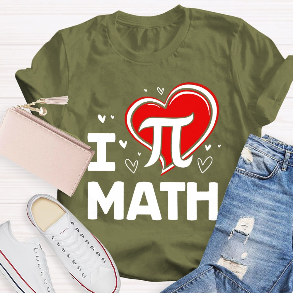 I Love Math Pi And Heart T-shirt