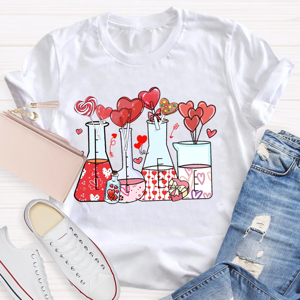 Heart And Experimental Bottle Science Teacher T-shirt