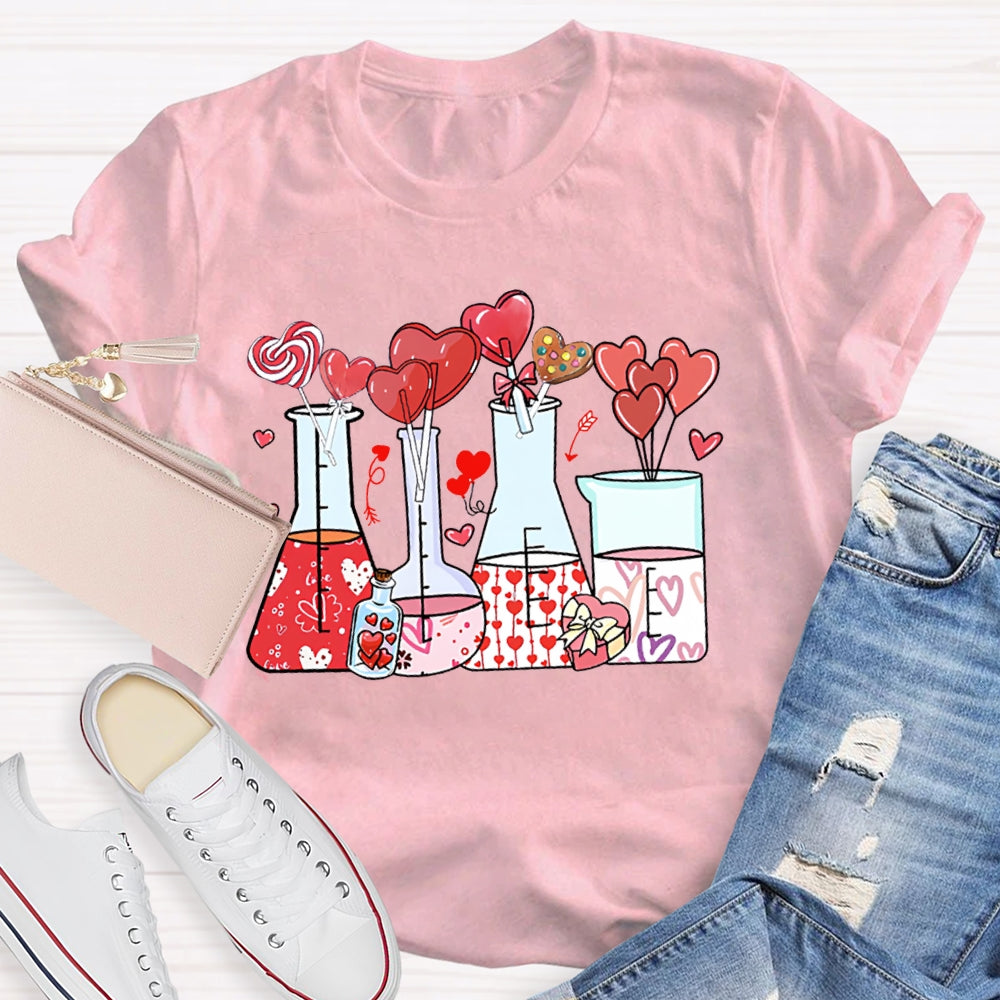Heart And Experimental Bottle Science Teacher T-shirt