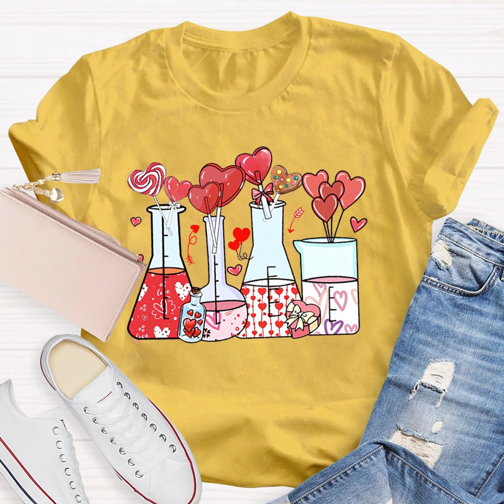 Heart And Experimental Bottle Science Teacher T-shirt