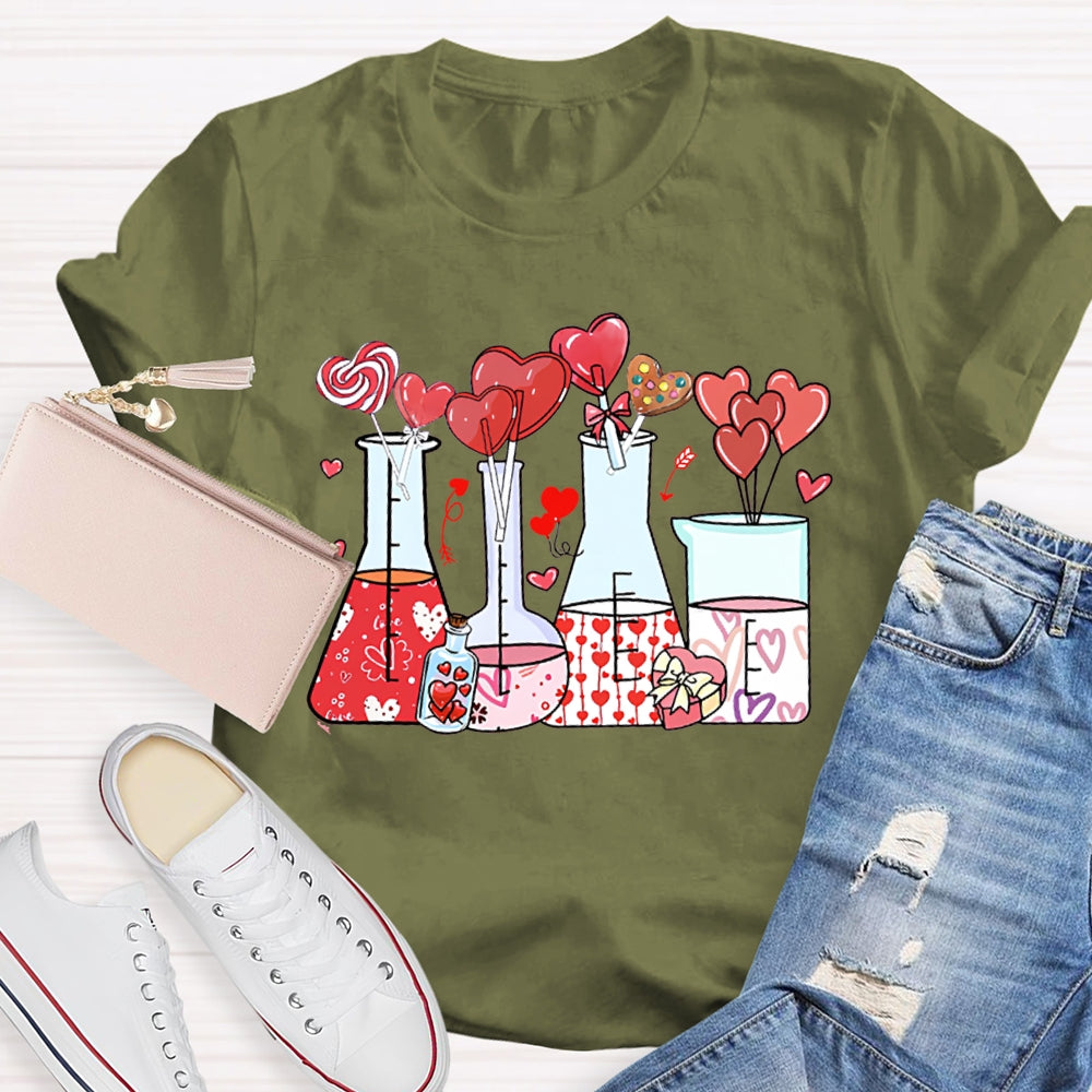 Heart And Experimental Bottle Science Teacher T-shirt