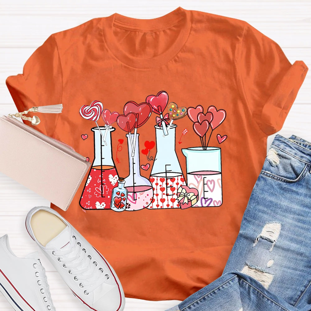 Heart And Experimental Bottle Science Teacher T-shirt