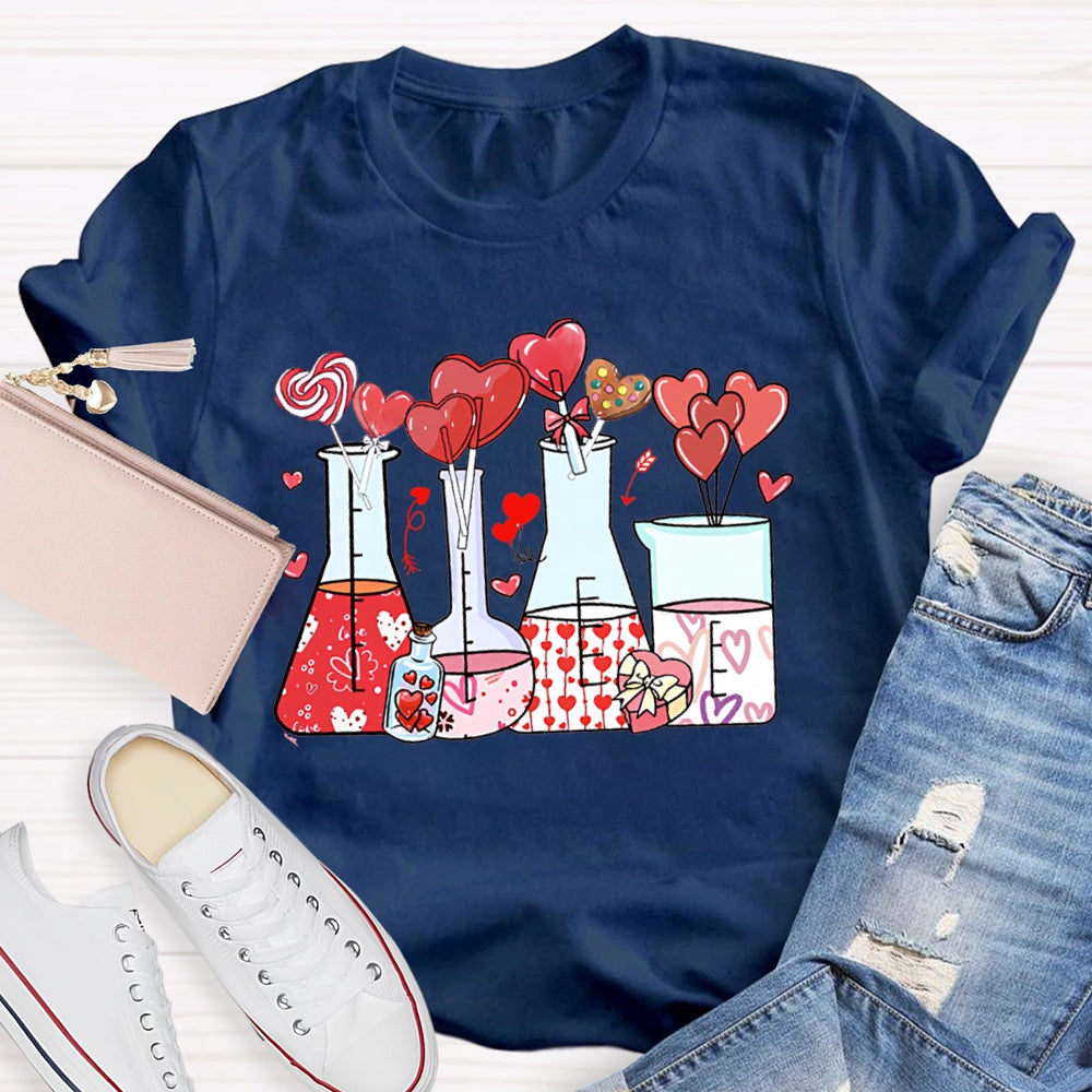 Heart And Experimental Bottle Science Teacher T-shirt