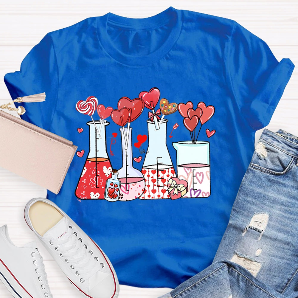 Heart And Experimental Bottle Science Teacher T-shirt