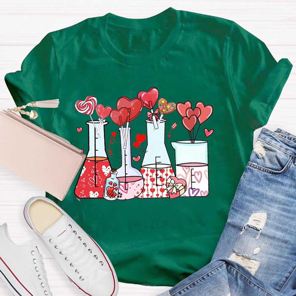 Heart And Experimental Bottle Science Teacher T-shirt