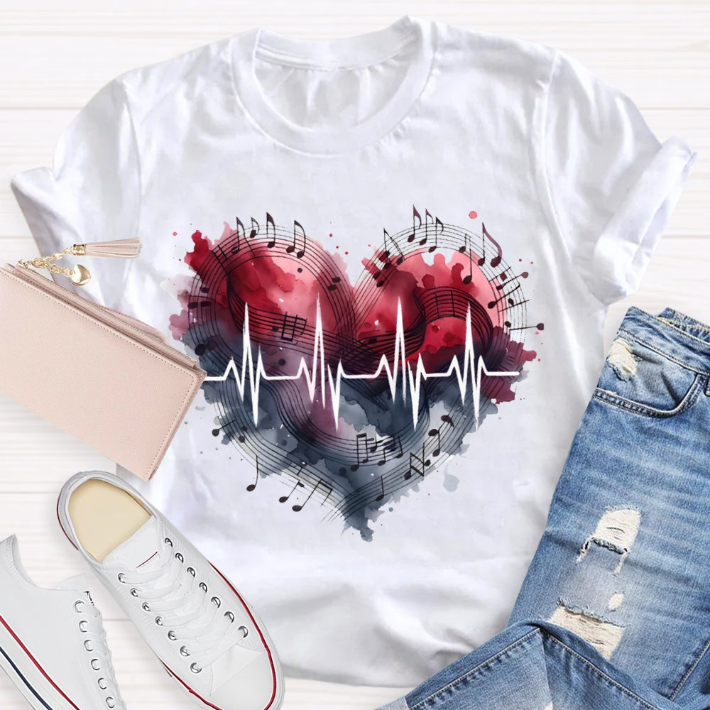 Music Teacher Heart And Valentine'S Day T-shirt