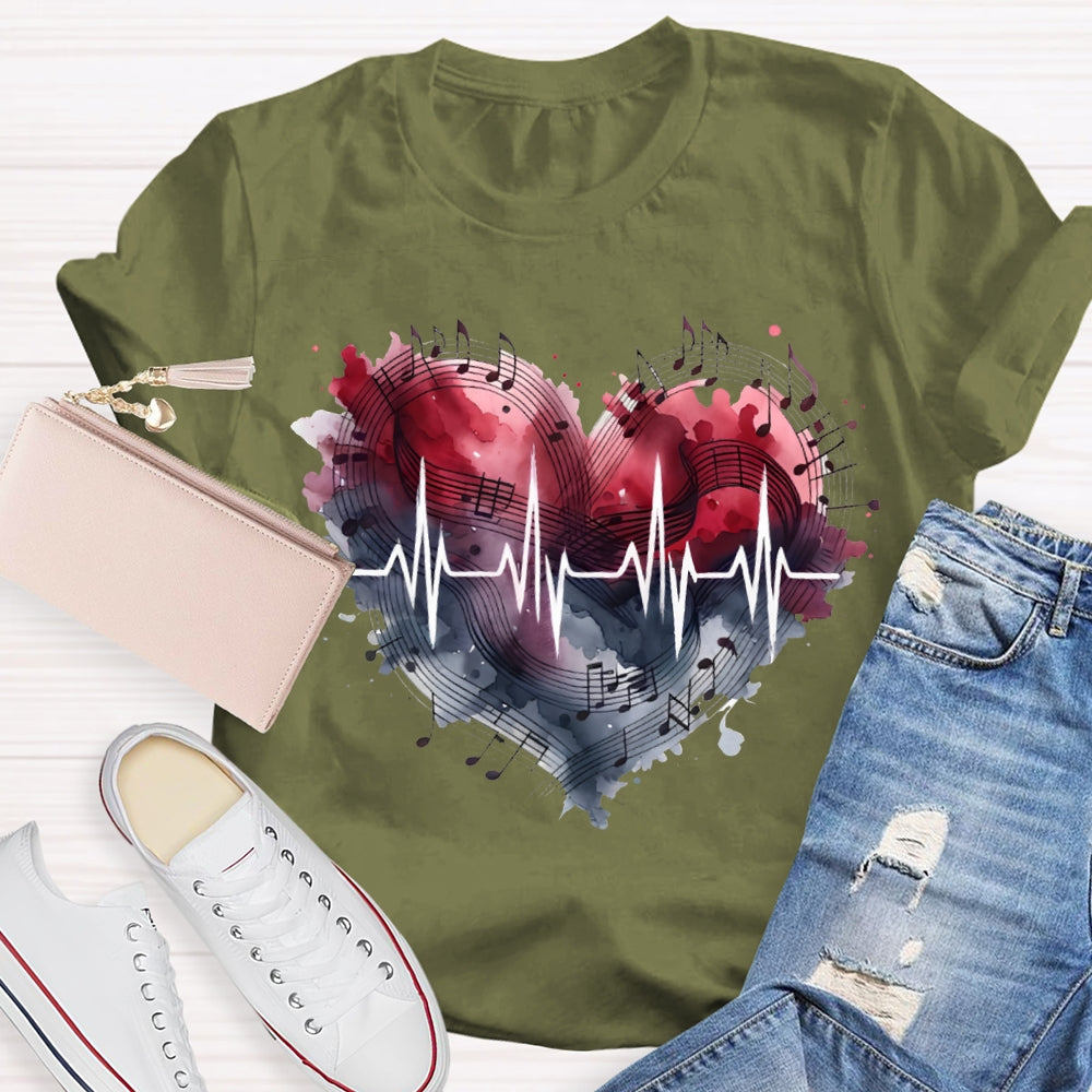 Music Teacher Heart And Valentine'S Day T-shirt