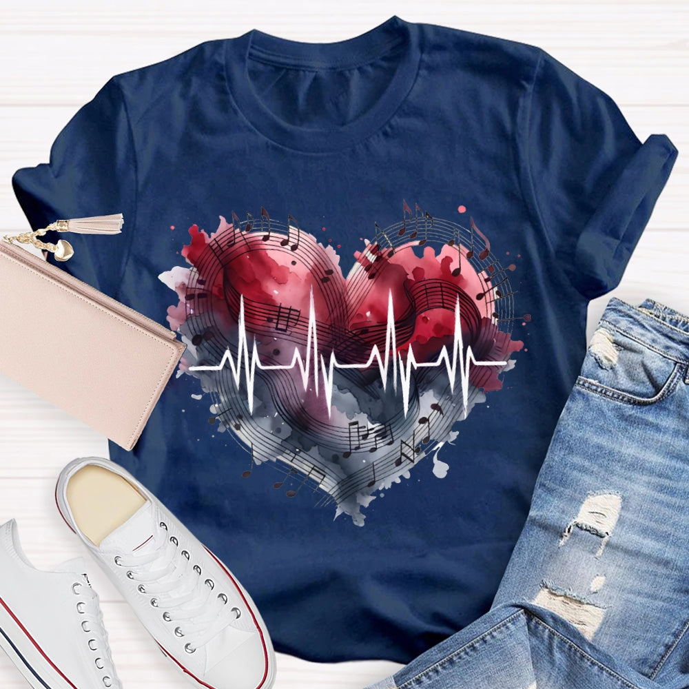 Music Teacher Heart And Valentine'S Day T-shirt