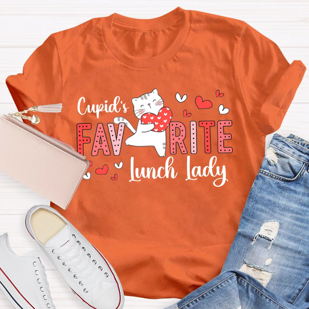 Cupid'S Favorite Lunch Lady Heart And Cat T-shirt