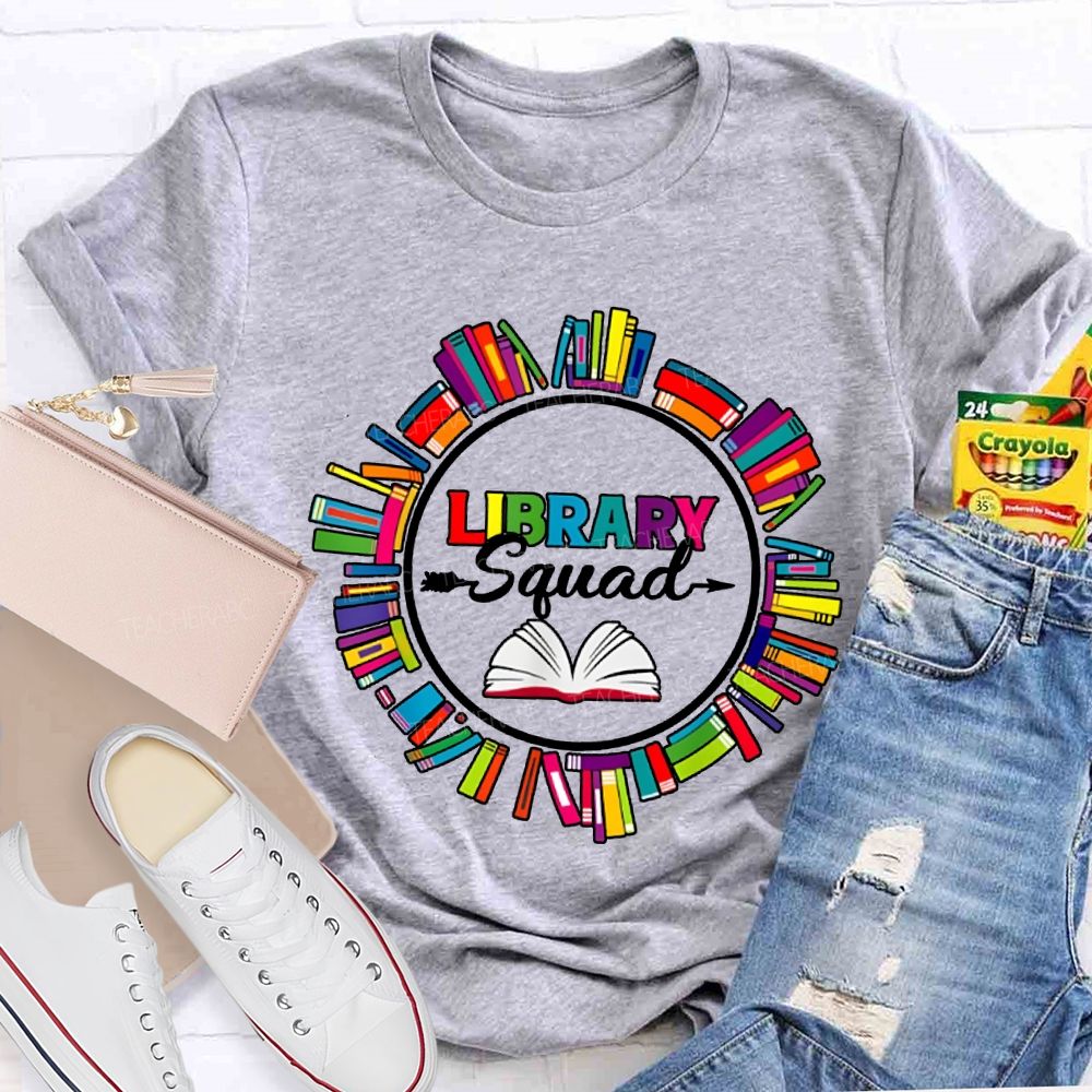 Library Squad Colored Books T-shirt